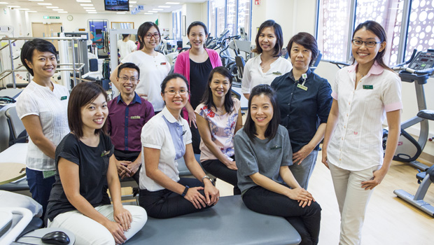 ​Physiotherapists involved in the multi-disciplinary A&E project have to undergo training from their colleagues in other specialities to ensure they are up-to-date in areas such as geriatrics, and neurological and vestibular rehabilitation, said project coordinator Ms Jennifer Liaw (seated, fifth from left).
